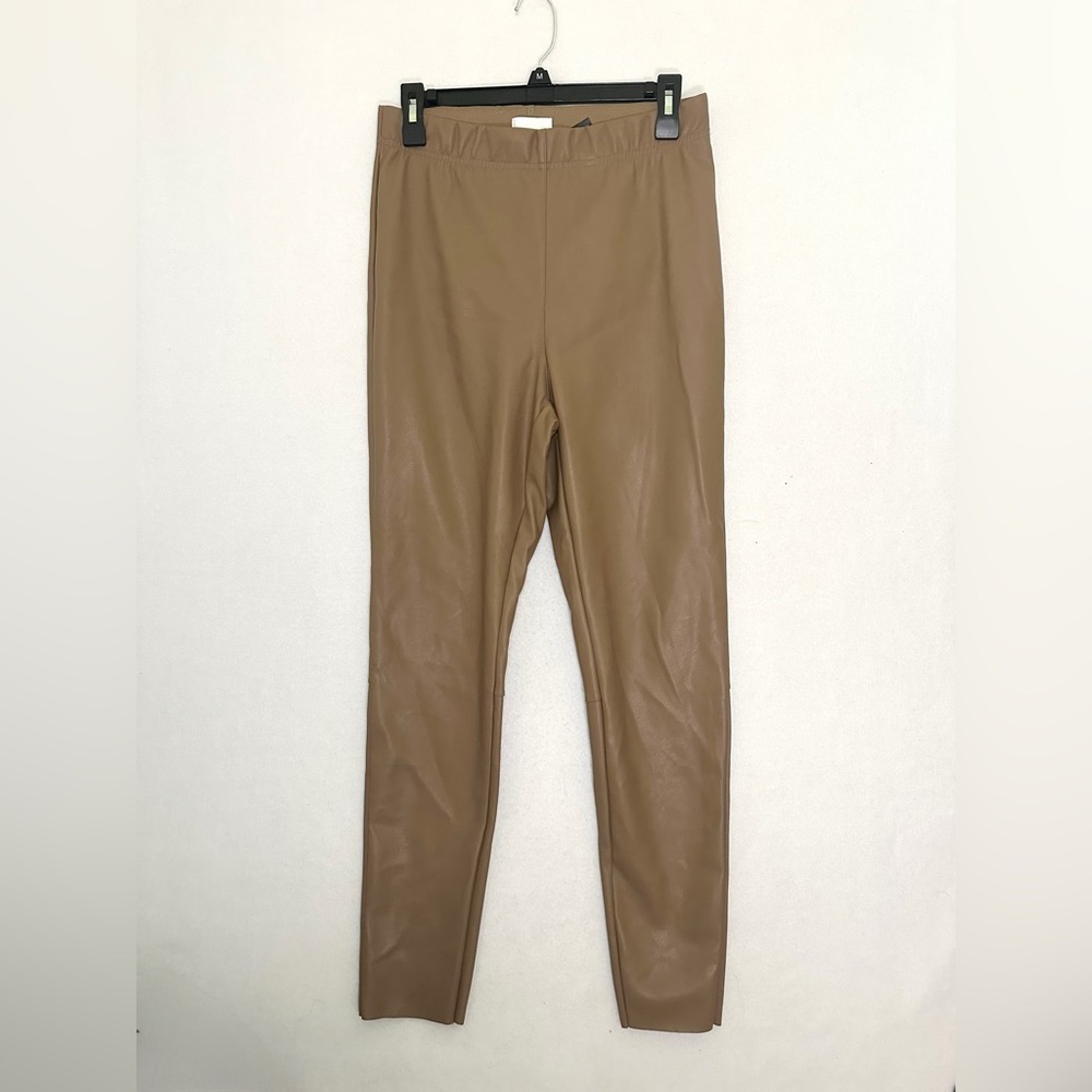 H&M Faux Leather High-Rise Leggings Tan Skinny Women's Size 8
